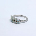 Silver ring with natural opals and 0.02 ct diamonds