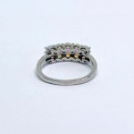 Silver ring with natural opals and 0.02 ct diamonds