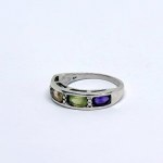 Silver ring with natural peridot, citrine, amethyst, and garnet