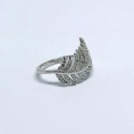 Silver Plant-Motif Ring with White Sapphires