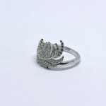 Silver Plant-Motif Ring with White Sapphires