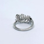 Silver Plant-Motif Ring with White Sapphires