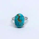 Silver ring with a large turquoise stone