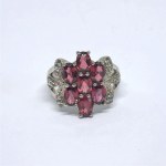 Silver ring with natural garnets and white sapphires