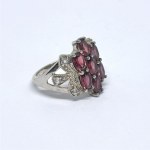 Silver ring with natural garnets and white sapphires