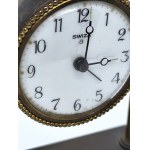 Vintage SWIZA 8 Brass Portico Swiss Desk Alarm Clock