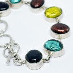 Silver bracelet with colorful stones