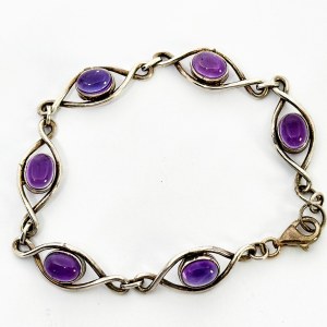 Silver Bracelet with Amethysts