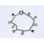 Silver bracelet with amethysts, peridots, citrines, garnets, and topazes