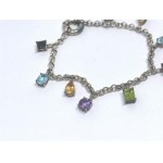 Silver bracelet with amethysts, peridots, citrines, garnets, and topazes