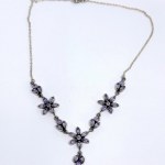 Silver floral necklace with natural amethysts
