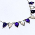 Silver necklace with natural amethysts and moonstones