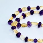 Silver Necklace with Citrine and Amethyst