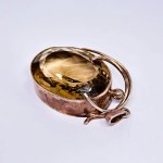 Large silver pendant with smoky quartz