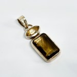 Silver Pendant with Smoky Quartz and Citrine
