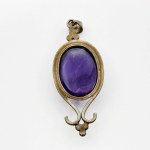 Silver pendant with a large amethyst cabochon