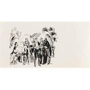 Antoni Uniechowski (1903 Wilno - 1976 Warszawa), Raut z Molinarim u państwa Rzeżuchowskich (projekt winiety do 