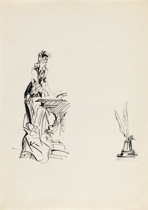 Antoni Uniechowski (1903 Wilno - 1976 Warszawa), Wytworna dama (projekt winiety do 