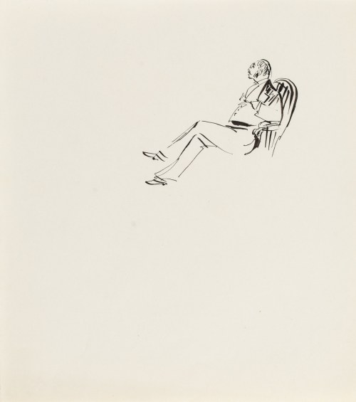 Antoni Uniechowski (1903 Wilno - 1976 Warszawa), Szkic do ilustracji wizyty eleganta u pana barona (projekt winiety do 