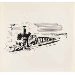 Antoni Uniechowski (1903 Vilnius – 1976 Warsaw), The Locomotive Approaching Wokulski (design for the frontispiece of Bolesław Prus’s *The Doll*)