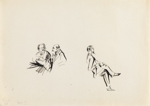 Antoni Uniechowski (1903 Wilno - 1976 Warszawa), Książę w swoim pałacu podczas zebrania dżentelmenów (projekt winiety do 