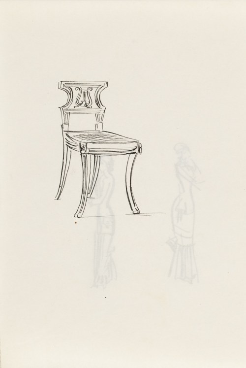 Antoni Uniechowski (1903 Wilno - 1976 Warszawa), Dwie kobiety (recto), Krzesło (verso) (projekt winiety do 