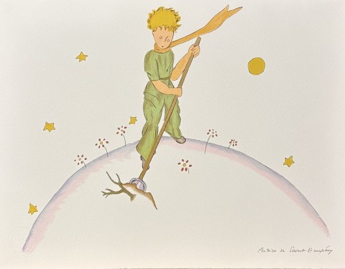 Antoine de Saint-Exupéry (1900 - 1944), Mały Książę oczyszcza Planetę B-612 z cyklu Mały Książę, 2024 (1943)