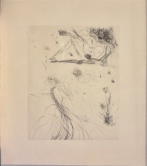 Salvador Dali (1904-1989), La Joie de Vivre” (Radość życia) 1975 : Zestaw 2 grafik: „La Joie de Vivre” (Radość życia)- odbitka docelowa z kolorowaniem pochoir + rzadki stan czarno-biały (drypoint state).
