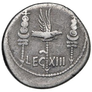 Römische republikanische Münzen – § Marcus Antonius (32–31 v. Chr.) Denar LEG XIII – ...