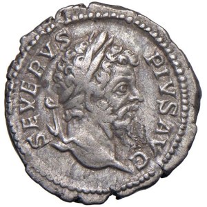 Imperial Roman Coins - § Septimius Severus (193–211) Denarius - D/ Head with laurel wreath...