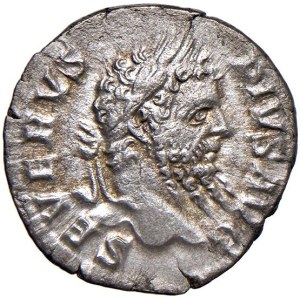 Imperial Roman Coins - § Septimius Severus (193–211) Denarius - D/ Head with laurel wreath...