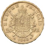 Zahraničné mince – FRANCÚZSKO Napoleon III. (1852–1870) 20 frankov 1868 ...