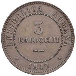 Monety papieskie – Druga Republika Rzymska (1848–1849) 3 baiocchi 1...