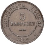 Papal coins - Seconda repubblica romana (1848-1849) 3 Baiocchi 1...