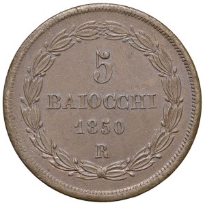 Pièces papales - Pie IX (1846-1878) 5 baiocchi 1850 An. V - Frappe 2...