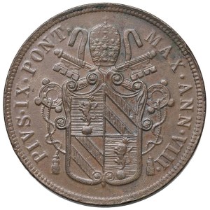 Papal coins - Pio IX (1846-1878) 5 Baiocchi 1854 An. VIII - Munt...