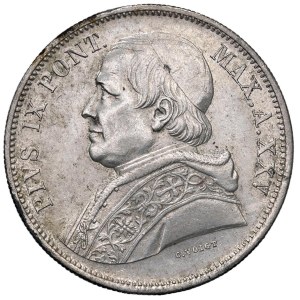 Papal coins - *Pius IX (1846–1878) 5 Lire 1870 Year XXV - Coin No. 45...