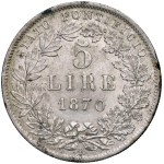 Papal coins - *Pius IX (1846–1878) 5 Lire 1870 Year XXV - Coin No. 45...