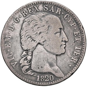 Savoy - Victor Emmanuel I (1814–1821) 5 Lire 1820 - Names...