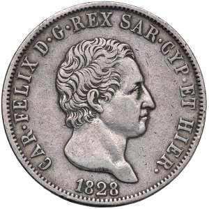 Savoy - Carlo Felice (1821-1831) 5 Lire 1828 G - Nomisma 5...