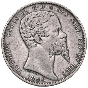 Savoy - Victor Emmanuel II (1849–1861) 5 Lire 1858 G - N...