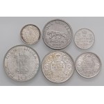 Lots - INDIA Set of 6 silver coins: 1/4 Rupee 1...