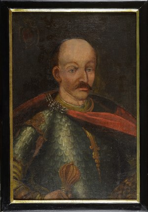 Artysta NIEZNANY, PORTRET NIEZNANEGO PANA WALEWSKIEGO, W ZBROI ŁUSKOWEJ, Z BUZDYGANEM