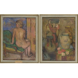 Jerzy FEDKOWICZ (1891-1959), OBRAZ DWUSTRONNY - AKT SIEDZĄCEJ KOBIETY I MARTWA NATURA
