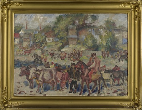 Fryderyk PAUTSCH (1877-1950), SCENA HUCULSKA - W DRODZE Z TARGU