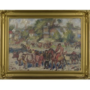 Fryderyk PAUTSCH (1877-1950), SCENA HUCULSKA - W DRODZE Z TARGU