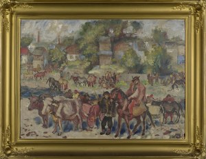 Fryderyk PAUTSCH (1877-1950), SCENA HUCULSKA - W DRODZE Z TARGU