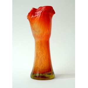 Colorful glass vase with a flared rim