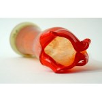 Colorful glass vase with a flared rim