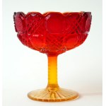 Glass sugar bowl in a fiery color - Amberina - Denmark